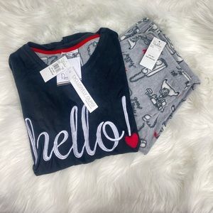 NWT Roudelain 2- Piece Hello, Telephone Print Gift Pajama Set Size Medium